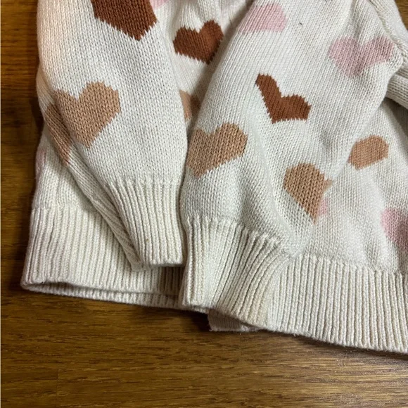 Old Navy Heart Knit Cardigan Hoodie 12–18M beige neutral - Picture 6 of 6